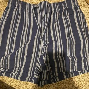 Uniqlo blue and gray striped high waisted shorts